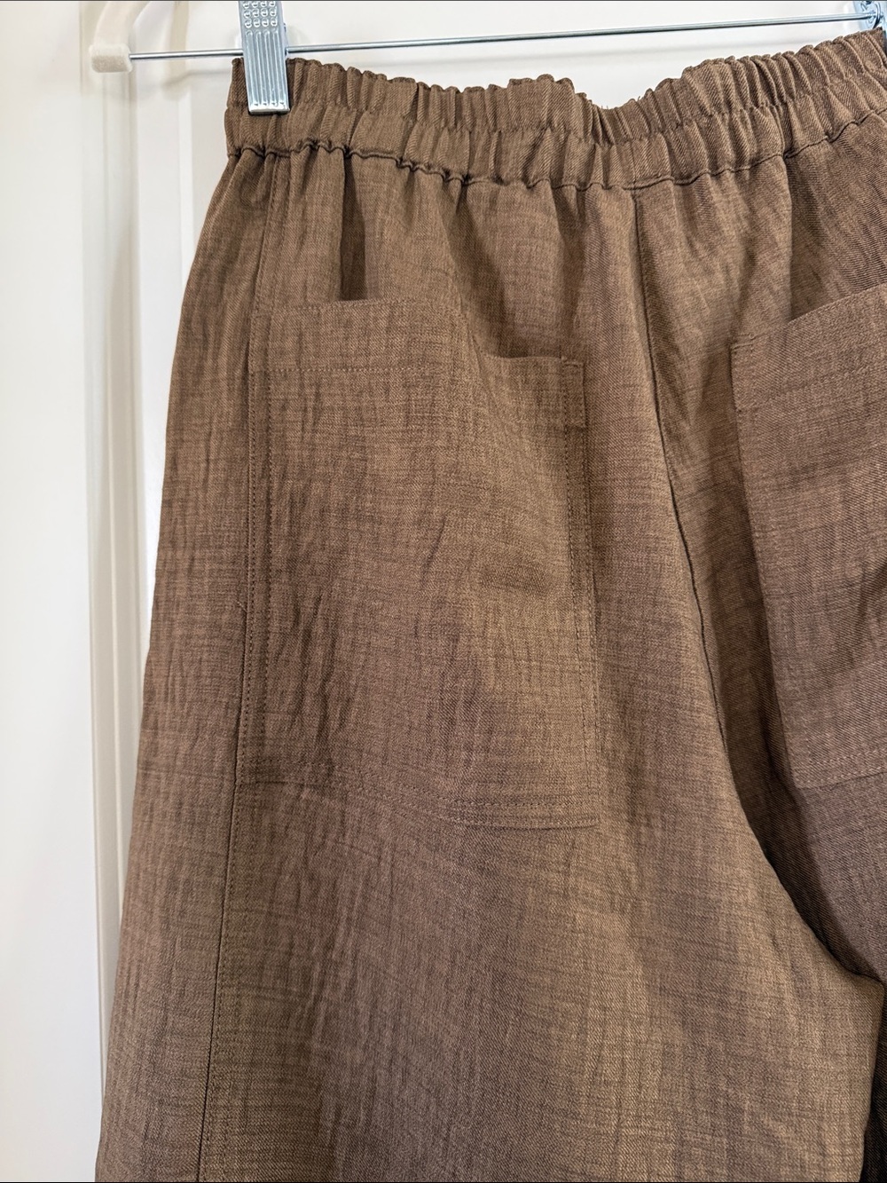 Max Studio Brown Elastic-Waist Barrel leg Trousers - Picture 5 of 5